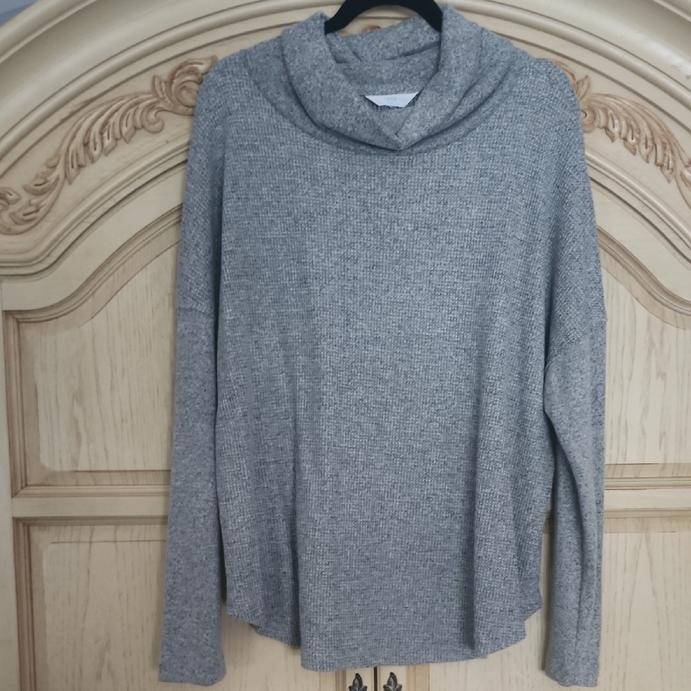 Time and Tru Heather Gray Cowl Neck Sweater